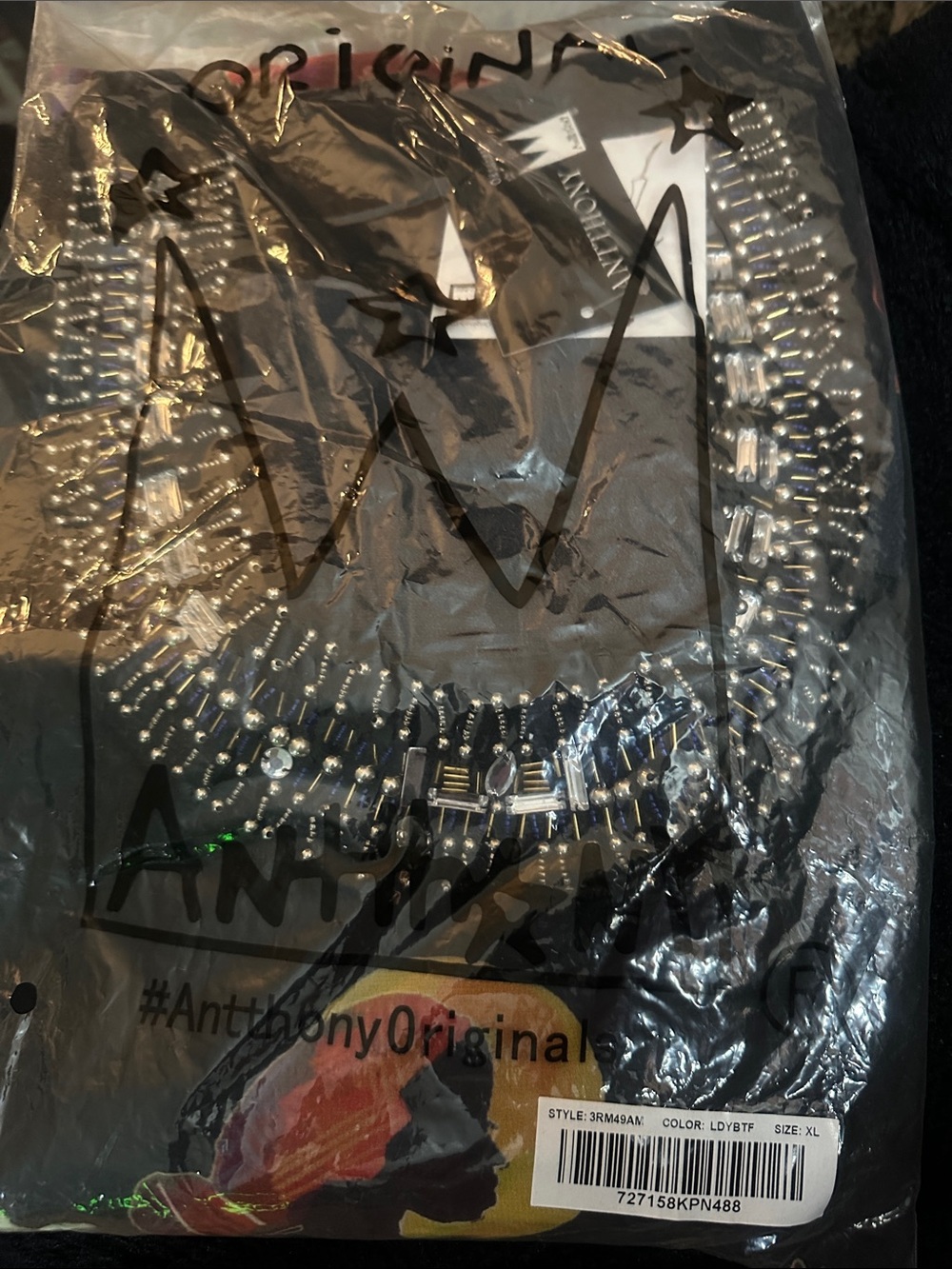 Anthony Originals Embellished Statement dress - Black & Silver size xl